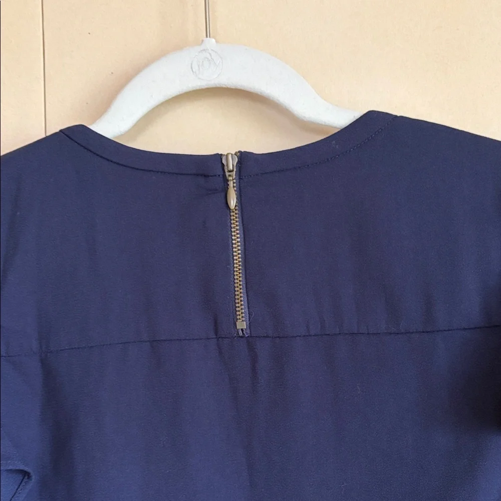 J. Crew Navy Ruffle Sleeve Blouse - Picture 6 of 6